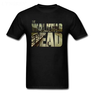 The Walking Dead Funky T-Shirt Herren Kurzarm Baumwoll-T-Shirt Kundenspezifisches Boyfriend-Oberteil Cooles Schwarz