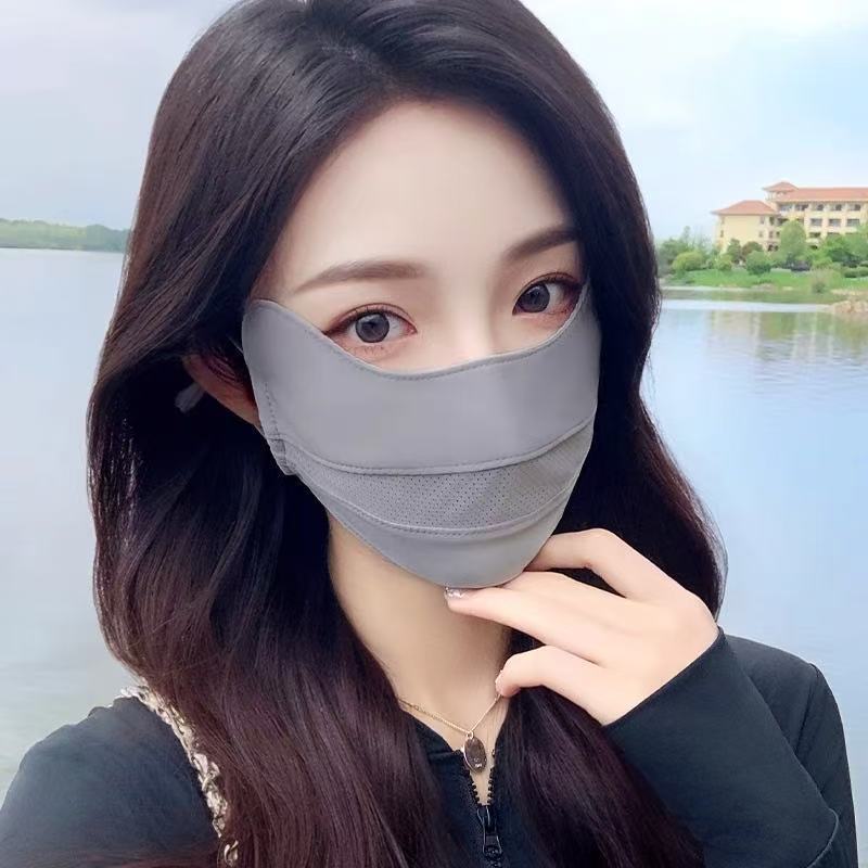 Sunscreen Mask, Breathable, Thin, UV Resistant, Eye Protection, Full Face, Summer Ice Silk Sunshade Mask