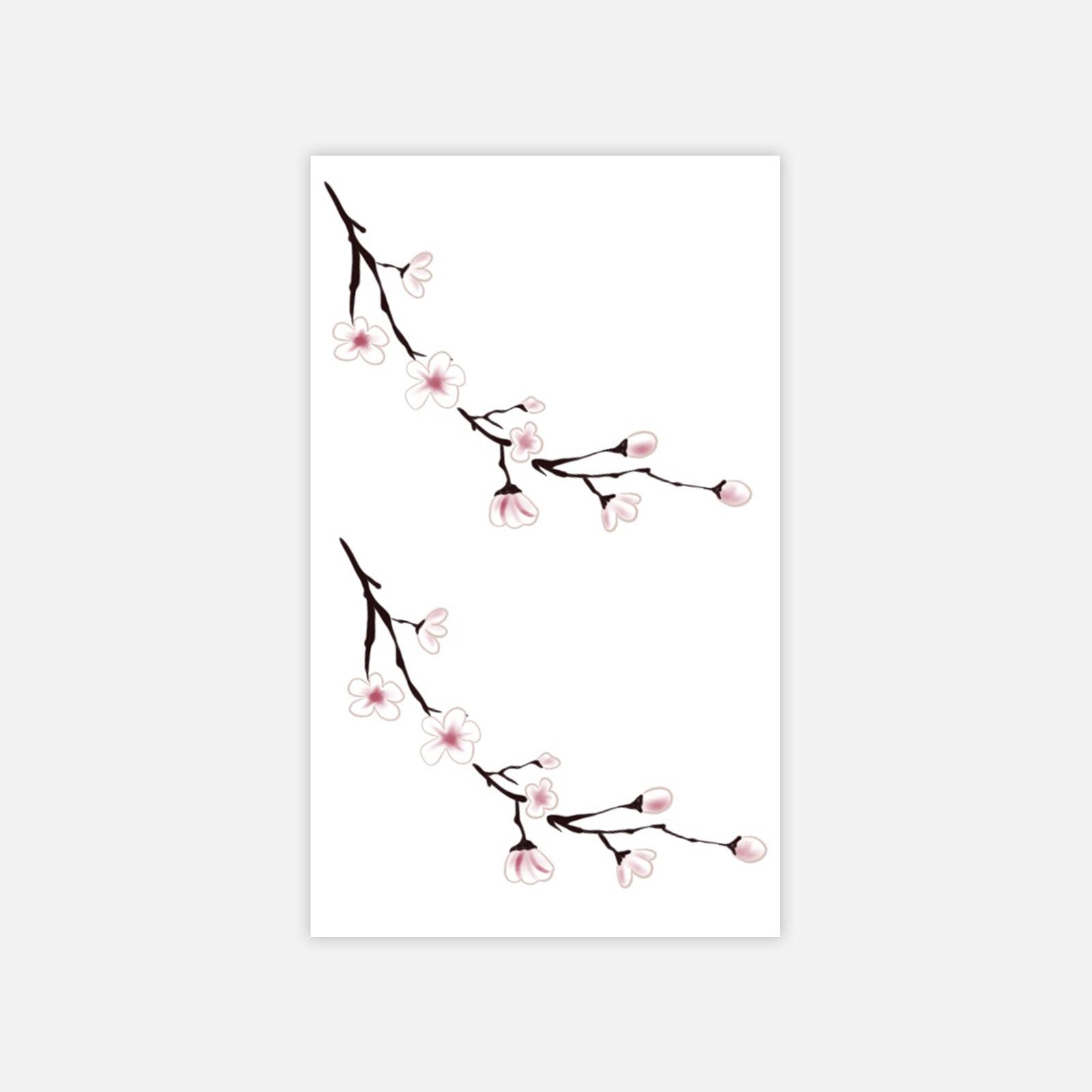 Small Fresh And Elegant Cherry Blossom Tattoo Sticker High-End Niche Aesthetic Tattoo Sticker 6*10