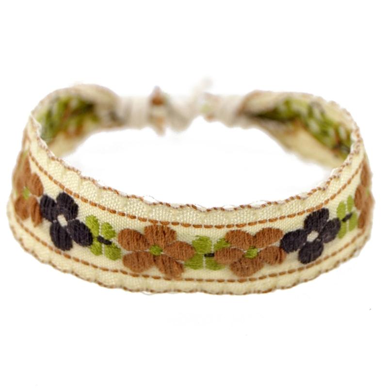 Strawberry Flower Embroidered Bracelet Bohemia Style Weave Rope Friendship Bracelets Handmade Charm Bangles Jewelry