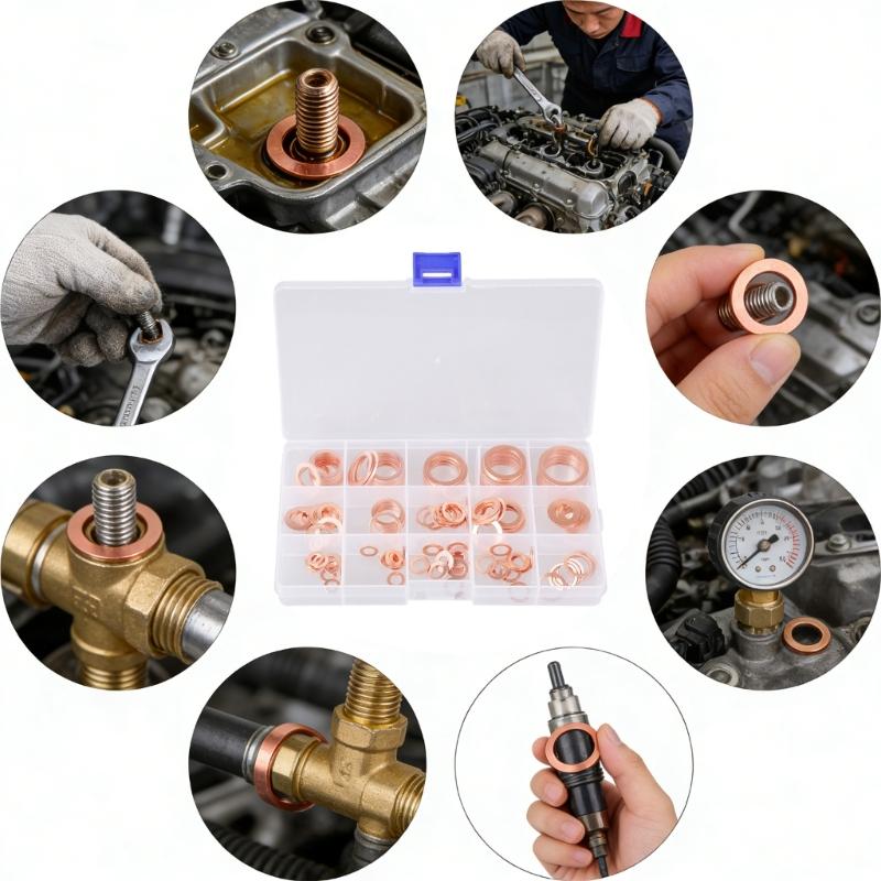 150Pcs Copper Washer Sealing Assortment Set Flat Adapter Sump Plug Crush Washer Oil Drain Plug Gasket Seal Assortment