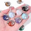 1 Stück 27MM Runder Naturstein Anhänger Phönix Form Halskettenanhänger Für Frauen Herstellung Reiki Heilung Schmuck Zubehör