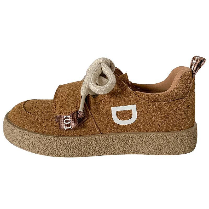 

H1375 Velcro niche boken shoes women s shoes autumn 2024 new board shoes niche round head chic bread shoes 40 верблюд