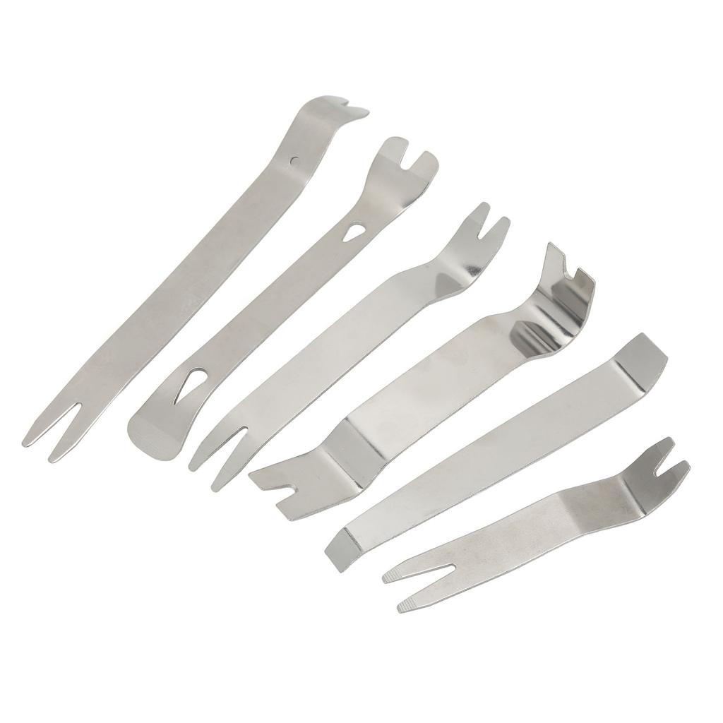 6pcs Car Trim Removal Tool Kit Stainless Steel Solid Rustproof Universal Clip Pry Tools for Door Window Audio