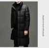 Brand 2025 Men's Winter Hooded Over-the-Knee Long Down Jacket with Fleece Lining