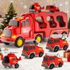 5-in-1 Fire Trucks Toddler Fire Engine Toys For Boys Girls Carrier Truck Transport Cars Christmas Birthday Best Present