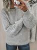 26 Spring Autumn Women's Cable Knit Loose Round Neck Pullover Sweater