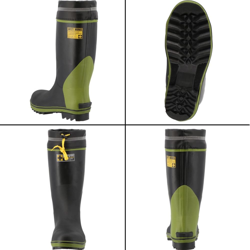Koshin Rubber Safety Work Safety Rain Size B0020FX Shoes, Shoes, Boots, Boots, SBHD-3120, 25.5 cm, Black,