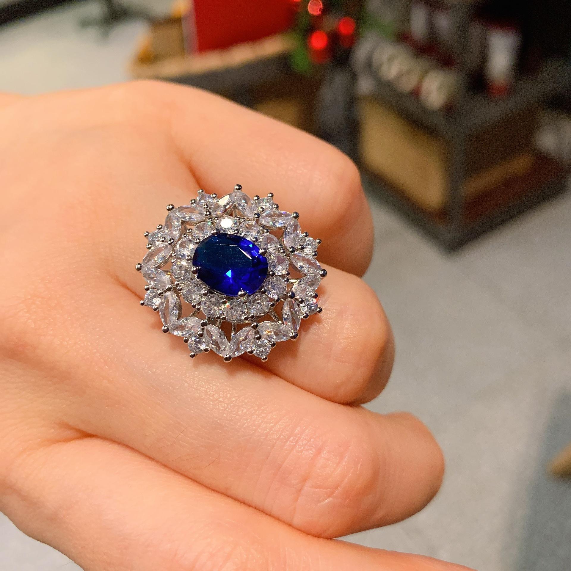 

European and American style retro simulation color treasure inlaid ring main stone 8 * 10