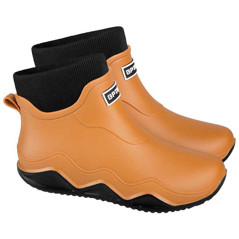 Water shoes short tube couple rain shoes men's low-top outer wear thick-soled shallow mouth non-slip rubber shoes men and women