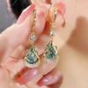 Luxury Rhinestone Dangle Earrings Crystal Cat Eye Stone Earrings Elegant Water Drop Earrings Women