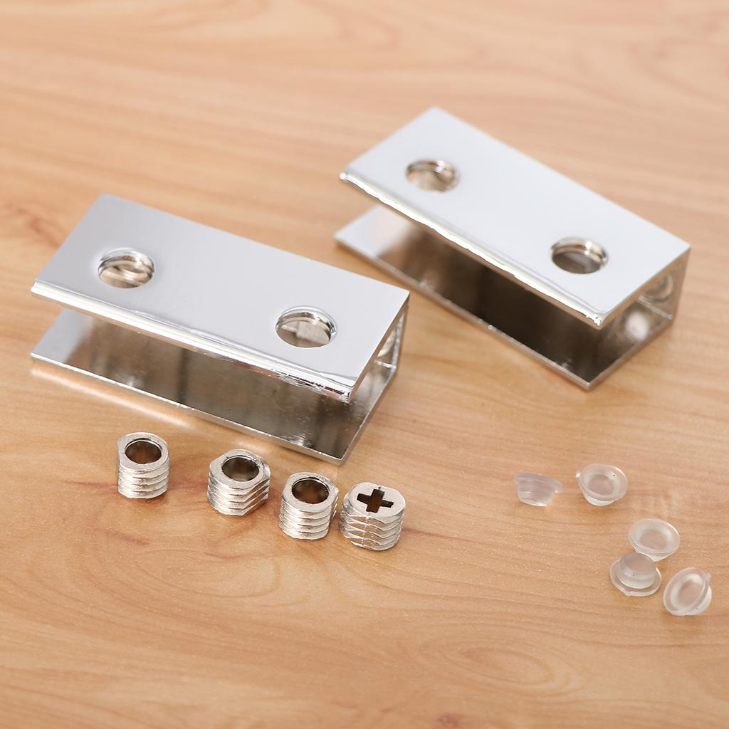 2 pack Glass Clamps, 8-12mm Adjustable Zinc Alloy Glass Bracket Flat Back for Balustrade Staircase Handrail