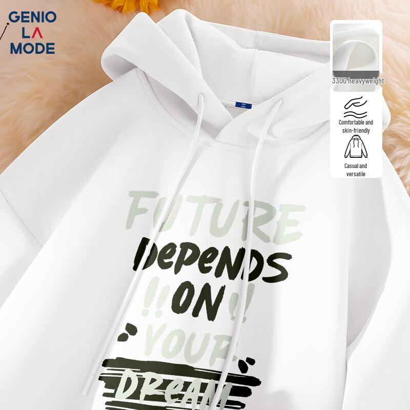 GENIOLAMODE Men's Letter Print Hooded Sweatshirt