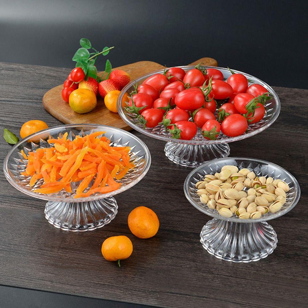 Round Fruit Plate Acrylic Cupcake Display Kitchen Supplies Dinner Plate