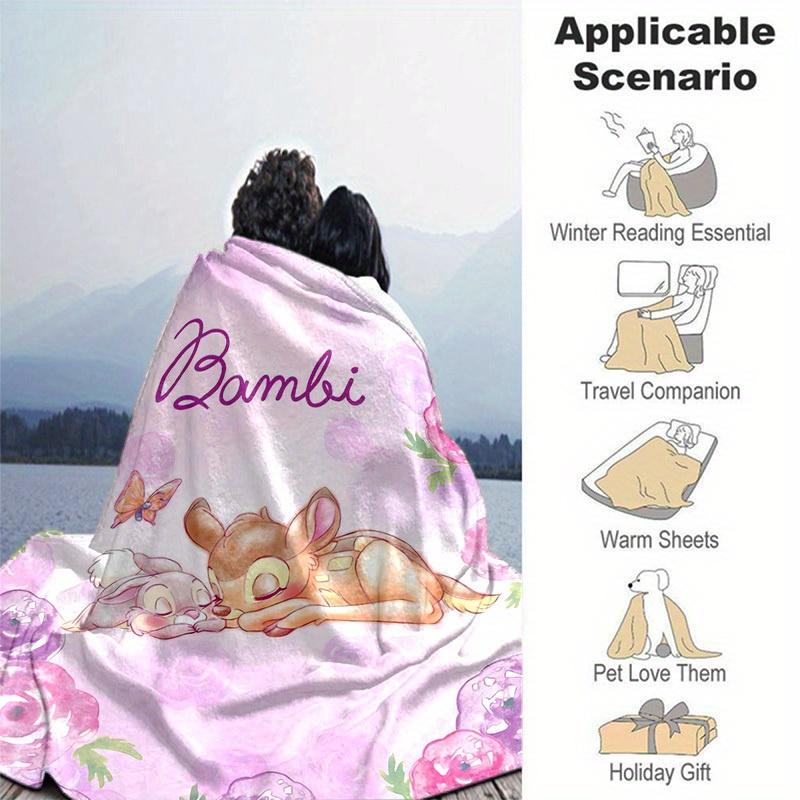 1 szt., Bambi i Pan Sprecy Śliczna Para Disneya Koc Rzucany Miękki Koc do Wystroju Domu, Pokrowiec na Kanapę, Podróż, Kemping, Samochód, Plaża, Drzemka w Biurze