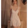 Sexy Pajamas Women's Summer Ice Silk Thin Style with Chest Pad Pure Desire Wind Suspender Nightdress Lace Beautiful Back New Style