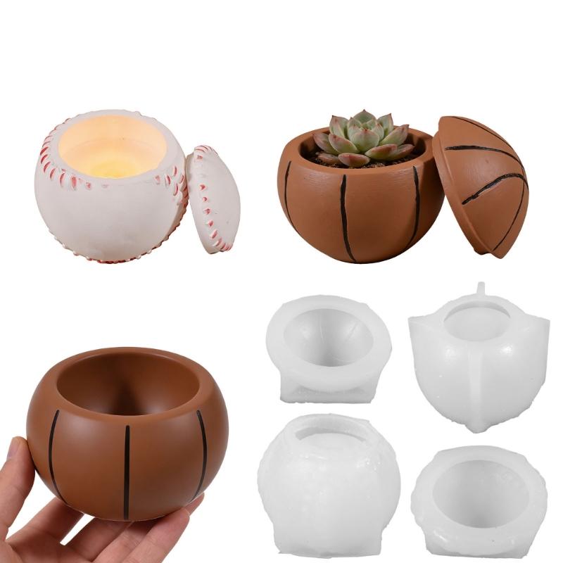 Basketball Baseball Silicone Candle Cup Molds For Handmade Candle Soap Concrete Planter Storage Box Making And Resin Art