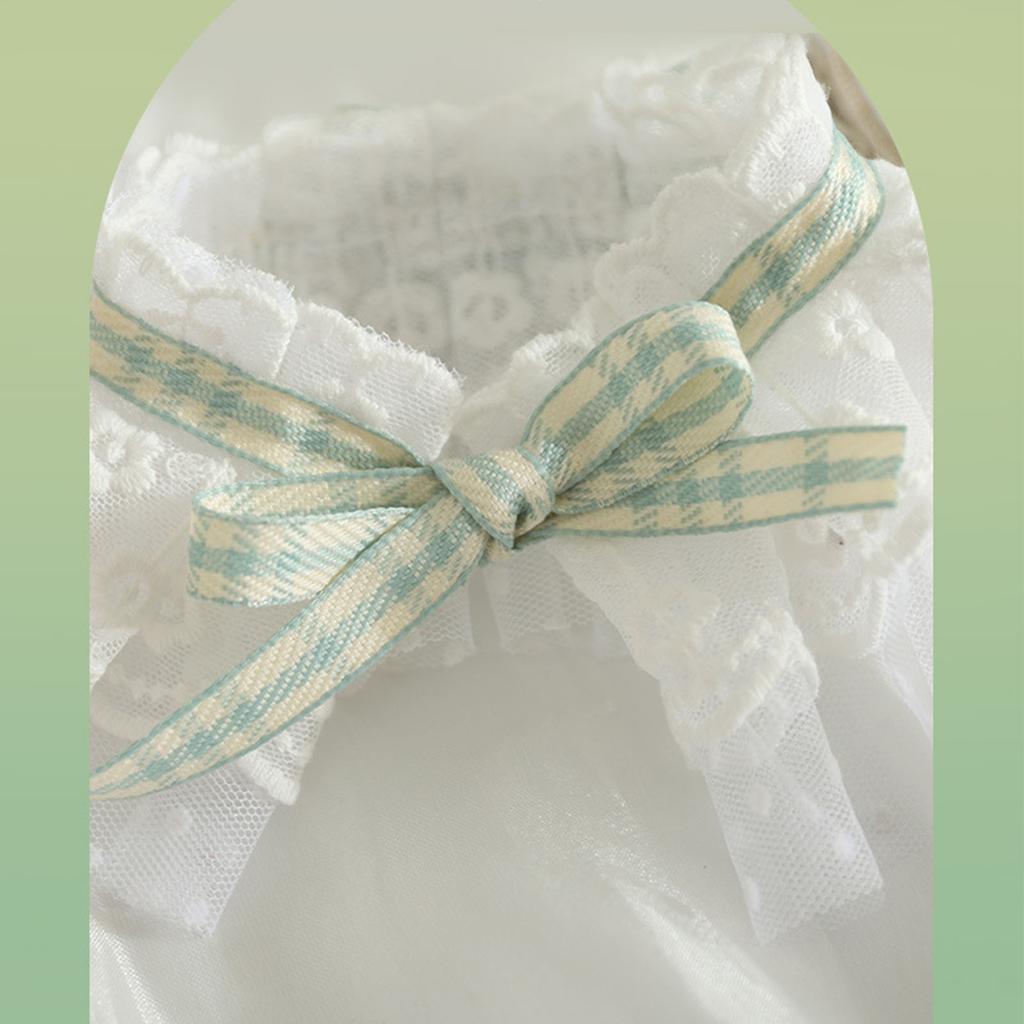 Cat Lace Bib Scarf with Bow Bell Decorations Adjustable Dress Up Accessories Dog Lace Bandana