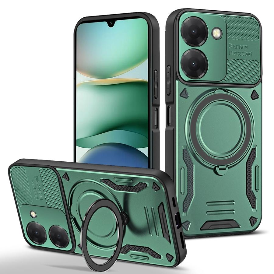 Solid Armor Shockproof Magnetic Case For Xiaomi Redmi 15C 15 A5 14C Note 14S 14 13 Pro Plus 5G Car Holder Ring Stent Phone Cover