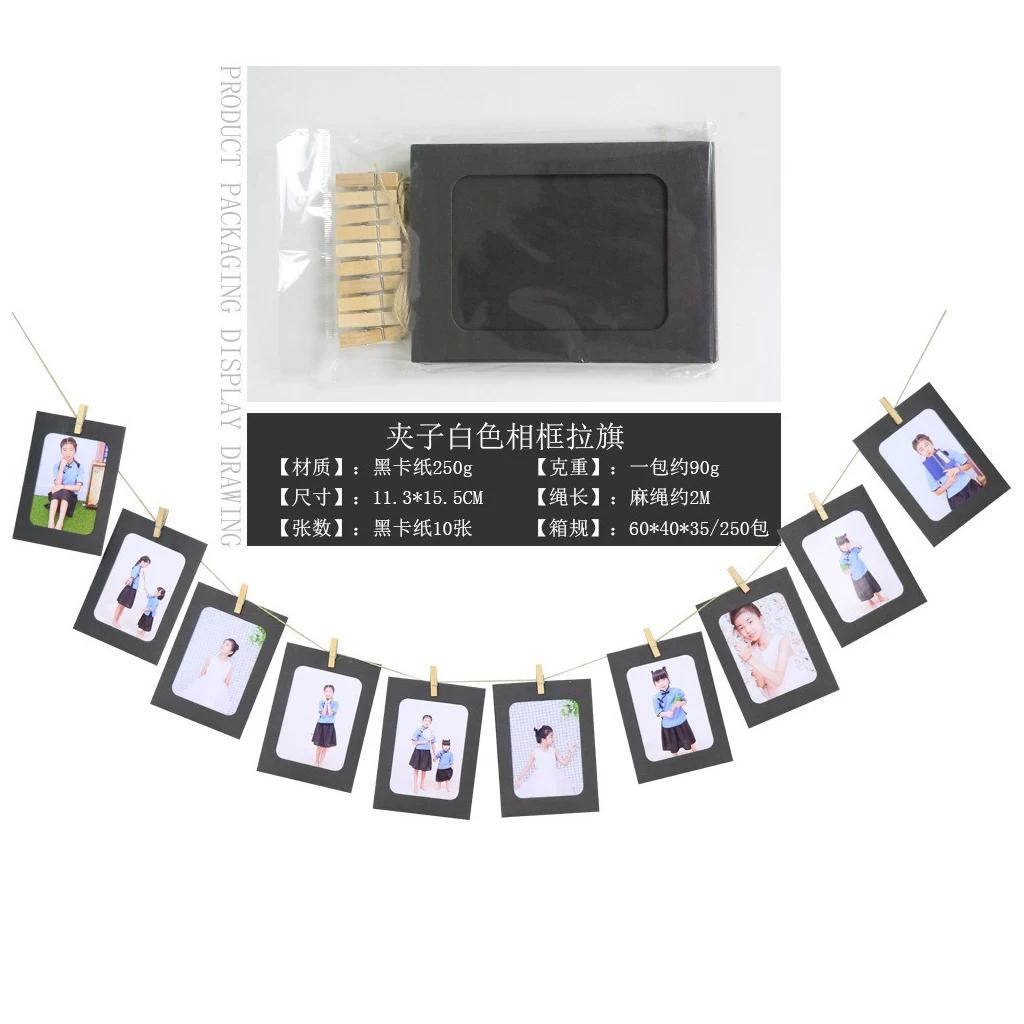 Colorful Clip Photo Frame Banner Creative Ins Hot Girl's Bedroom Decorative Photo Banner Children's Room Wall Garlands Decor