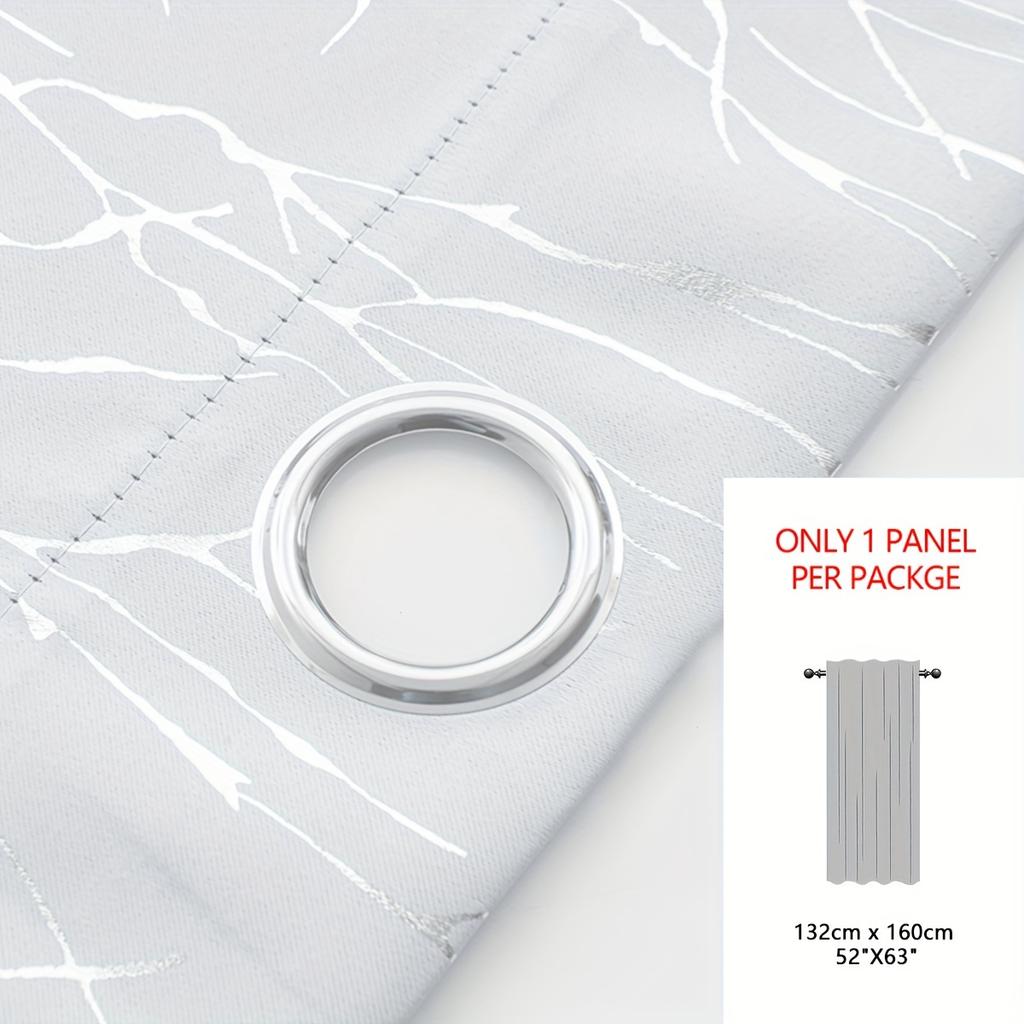 1 Stück Verdunkelungsvorhang mit bronzierendem silbernem Zweig – modern, schlicht, für Schlafzimmer, Balkon, Wohnzimmer, schwebendes Fenster, Bürodekoration, Lichtblockierung