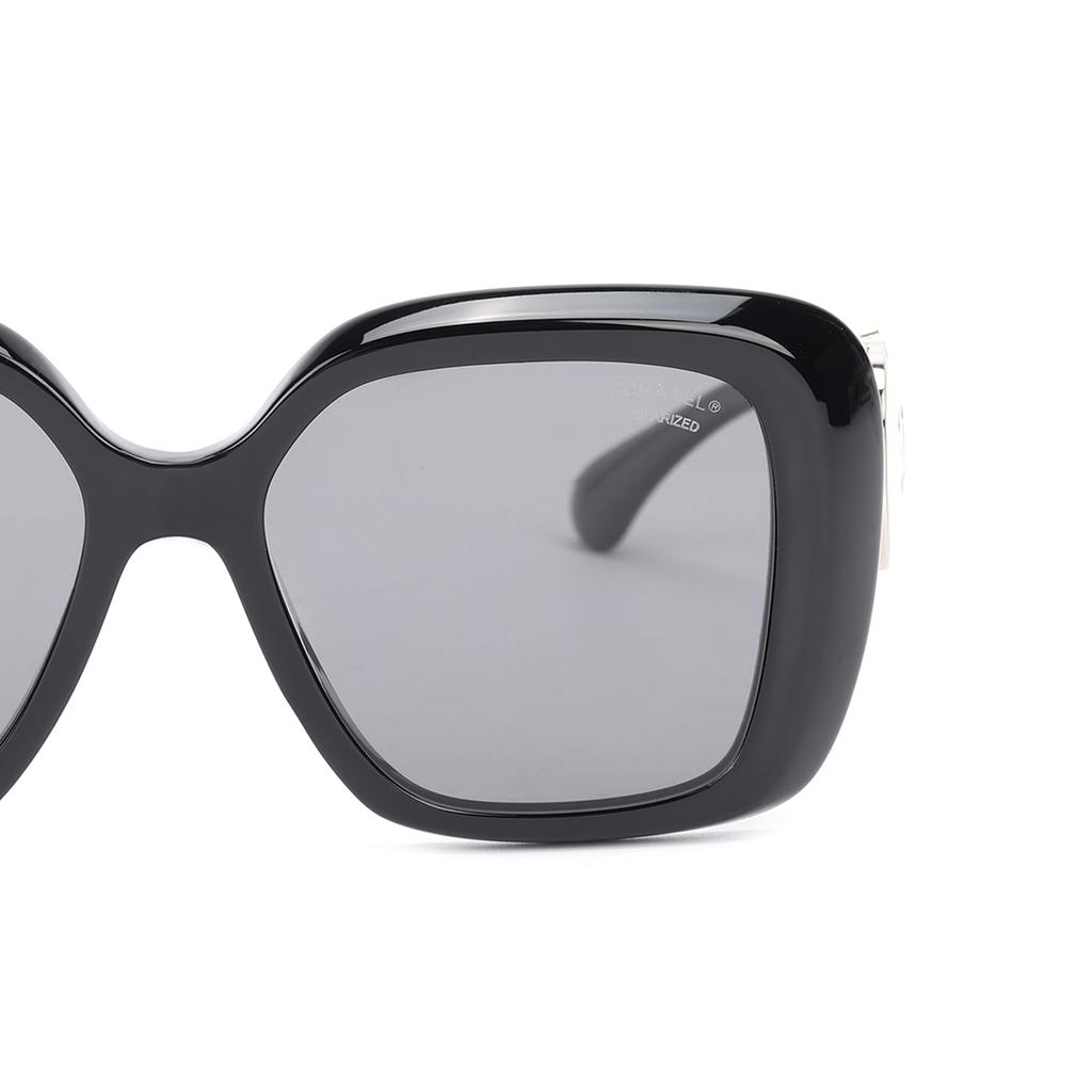 Chanel Sculpted Logo Acetate Irregular Shape Sunglasses Women Sunglasses Black CH5518C501T8