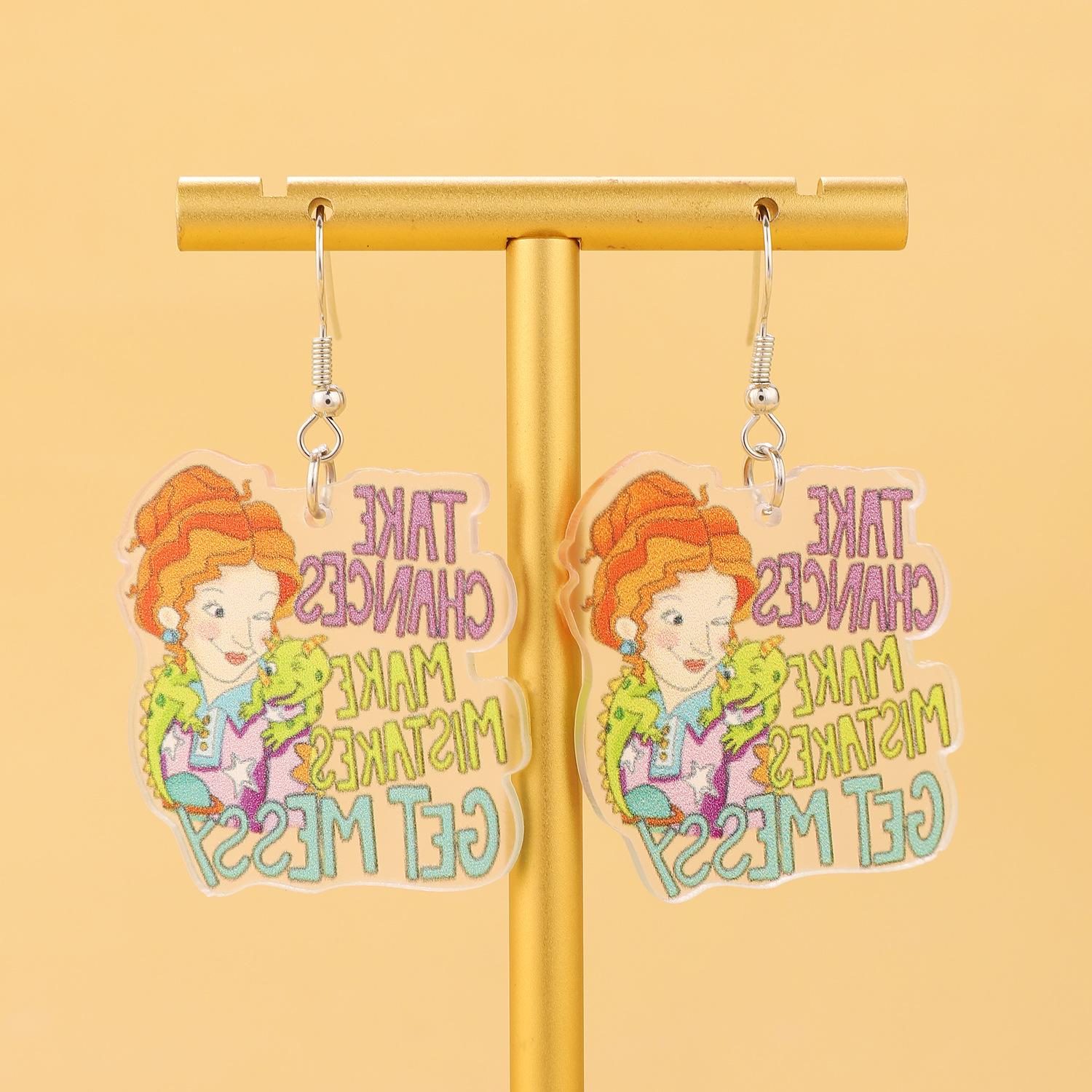 

Модные акриловые мультяшные серьги - милый подарок на День учителя для повседневной носки