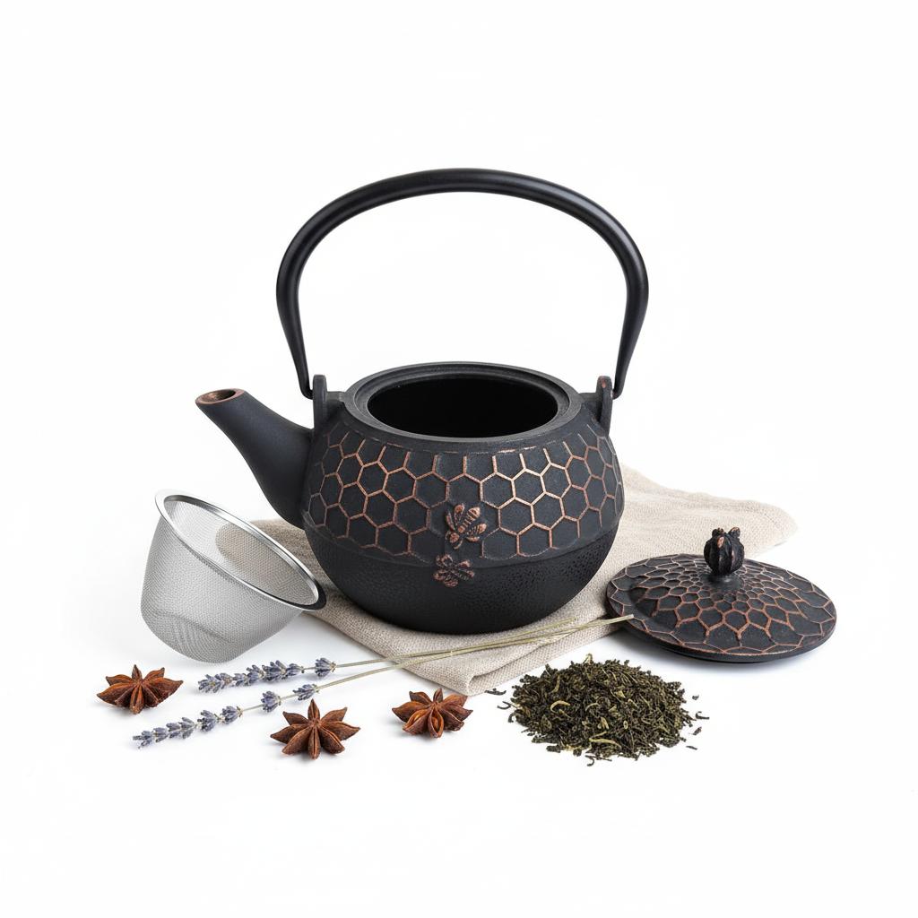 CAST IRON KETTLE 1.8L TEA INFuser with Copper Accents
