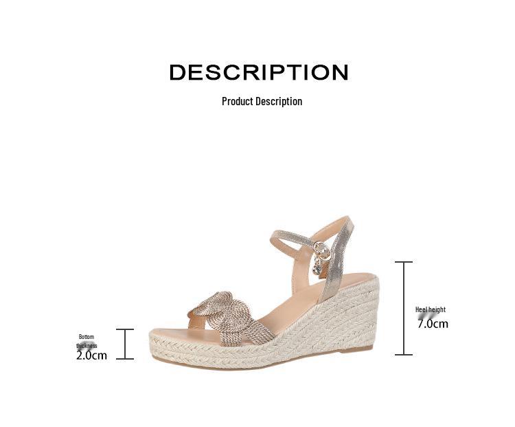 Women's Cross-Border Wedge Sandals - High Heel, Thick Platform, Casual Outdoor, Hemp Braid Fisherman Style
