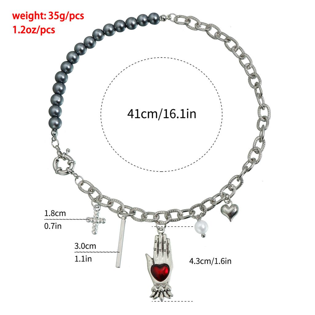 Palm Heart Pendant Necklace Women's Hip-hop Punk Style Accessories