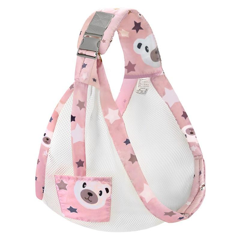 Baby Carrier Infants 1-3 Years Lightweight Breathable Mesh Fabric Sling Single Shoulder Crossbody Wrap Gray Pink Green