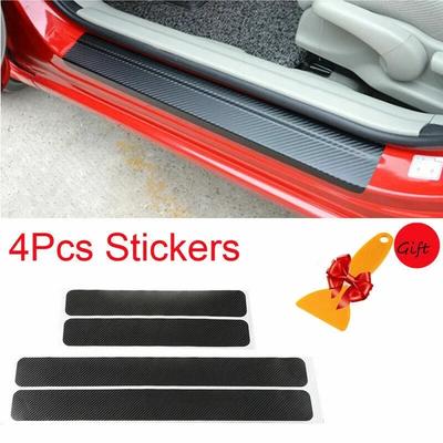 4 Pièces 4D Fibre de Carbone Accessoires de Voiture Autocollants Protecteurs de Seuil de Porte & Outil