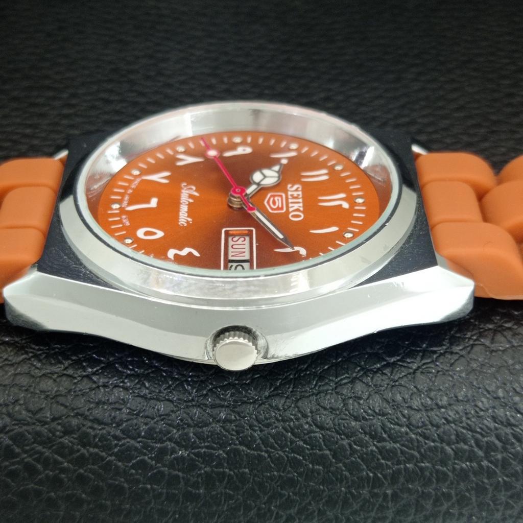AUTOMATIC VINTAGE REFURBISHED SEIKO 5 6309A JAPAN MENS ORANGE WATCH a442588-1