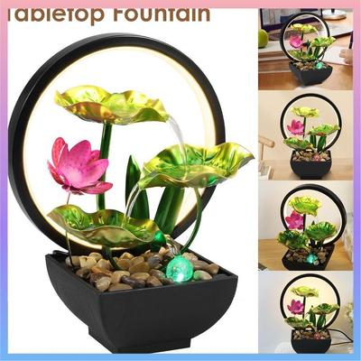 Fântână de masă pe 3 niveluri Frunză de lotus Fântâni mici tip cascadă Fântână decorativă de interior pentru meditație și relaxare
