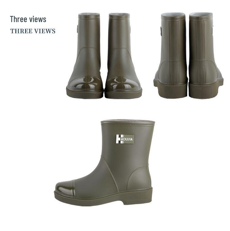 Women's Eco-friendly Mid-Calf PVC Rain Boots - Non-slip Rubber for Outdoor & Kitchen Use.