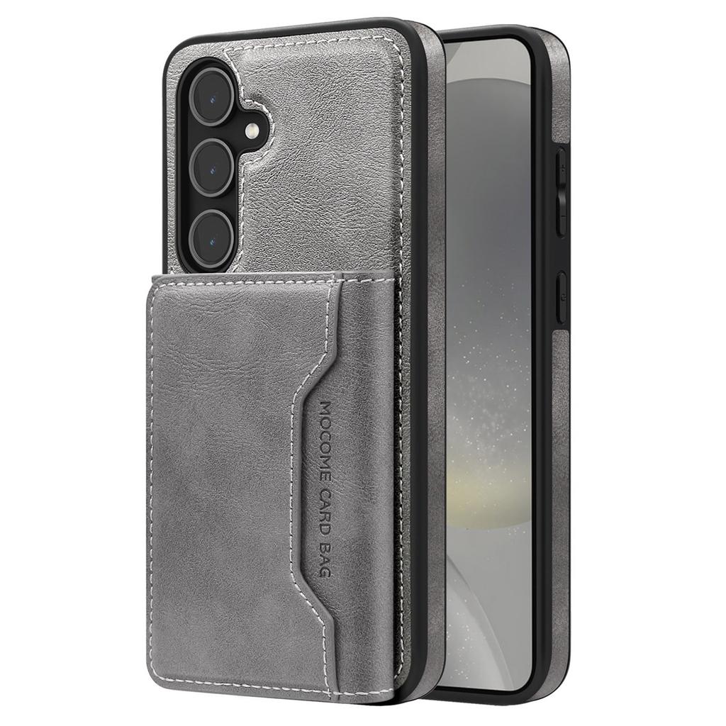 For Samsung Galaxy S25 Case Compatible with MagSafe Leather Back Phone Cover with Detachable Card Bag