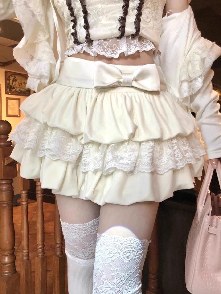 

Кружевная пикантная плиссированная мини-юбка для девочек, женская юбка-трапеция, осень-зима, кавайная, милая праздничная юбка в стиле Харадзюку, корейская мода, повседневная юбка S абрикосовый