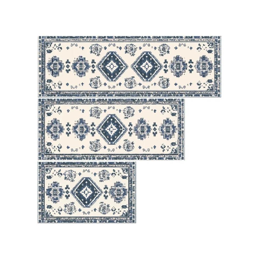 

Имитация Кашемира Кухня Кристалл Кашемировый Ковер Коврик для Пола Нескользящий Машинная Стирка ковер Ретро Подходит для Коридора Прачечной 50x80cm19.7x31.5in синий