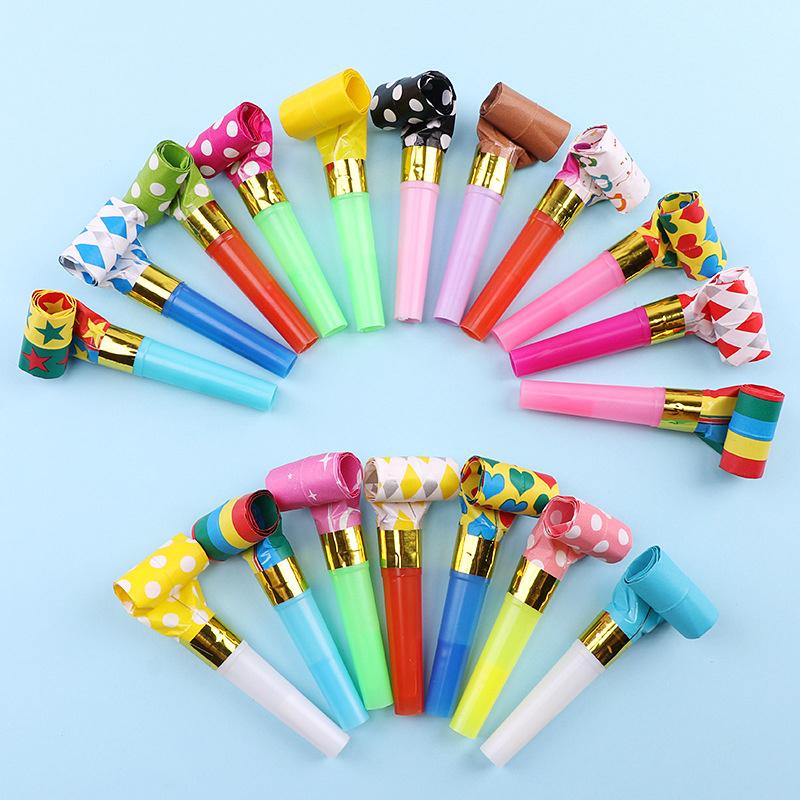 25pcs Party Blower Colorful Birthday Noisemakers Random Color Party Blow Horns Whistles Blowouts Festival Celebration Supplies