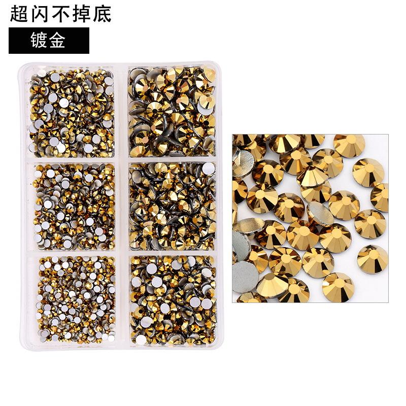 6-Grid Nail Art Diamond Box Ss6-Ss20 Large-Capacity Flat-Bottomed Rhinestone Set Diy Nail Jewelry Sticker Drill 1560 Pcs