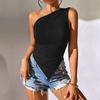 Women Irregular Asymmetrical Off Shoulder Slim Fit Strappy Camisole Vacation Beach Top