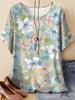 Women's T-Shirt Floral Graphic Tee Oil Painting Style Fashion Casual Short Sleeved O-Neck Tops Prints Summer Y2k Woman Clothes