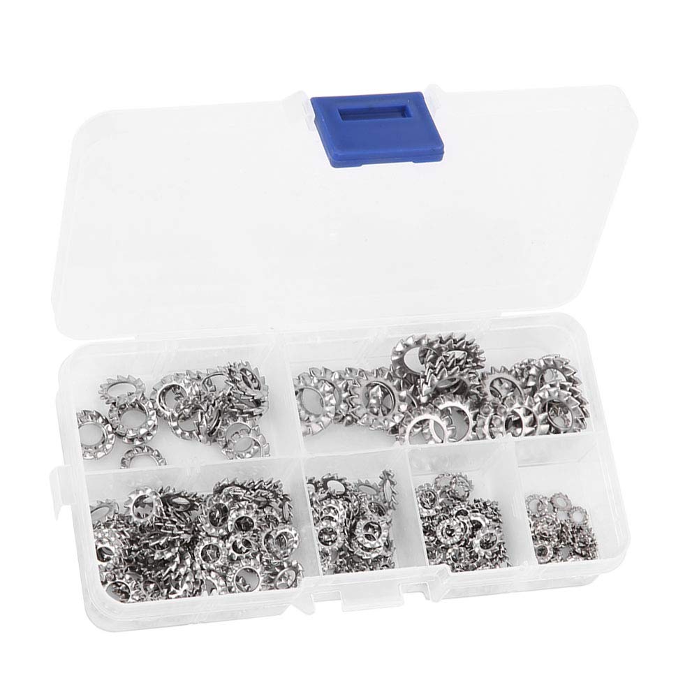 Garosa 300pcs External Tooth Washers Assortment Kit M2.5-M8 Stainless Steel Anti Loose Gasket Washers