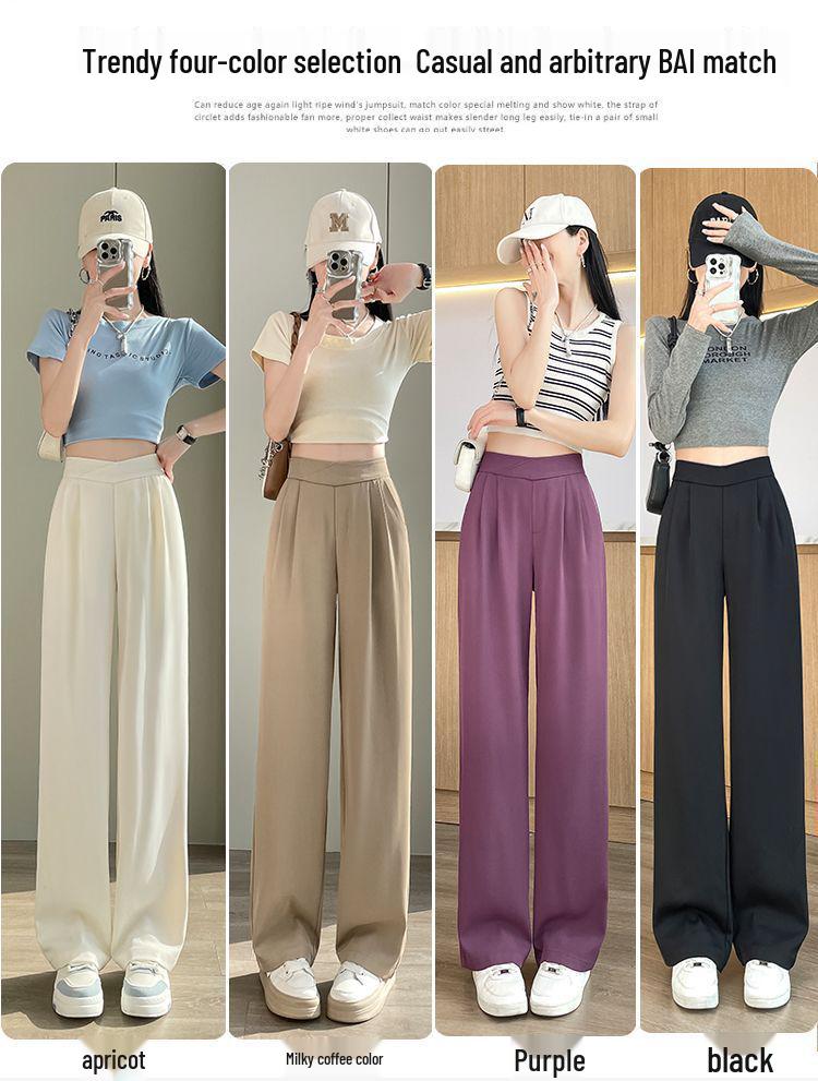 Women's Chiffon Wide-Leg Pants, Summer 2026: High-Waist, Lightweight Ice Silk, Sun-Protective, Casual Drape Style.