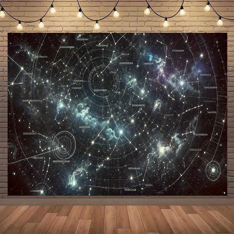 2D-Ebene, Sternbild-Karten-Hintergrundtuch, Hintergrunddekoration, Raum, Garten, geeignet für Heimdekoration, Polyester