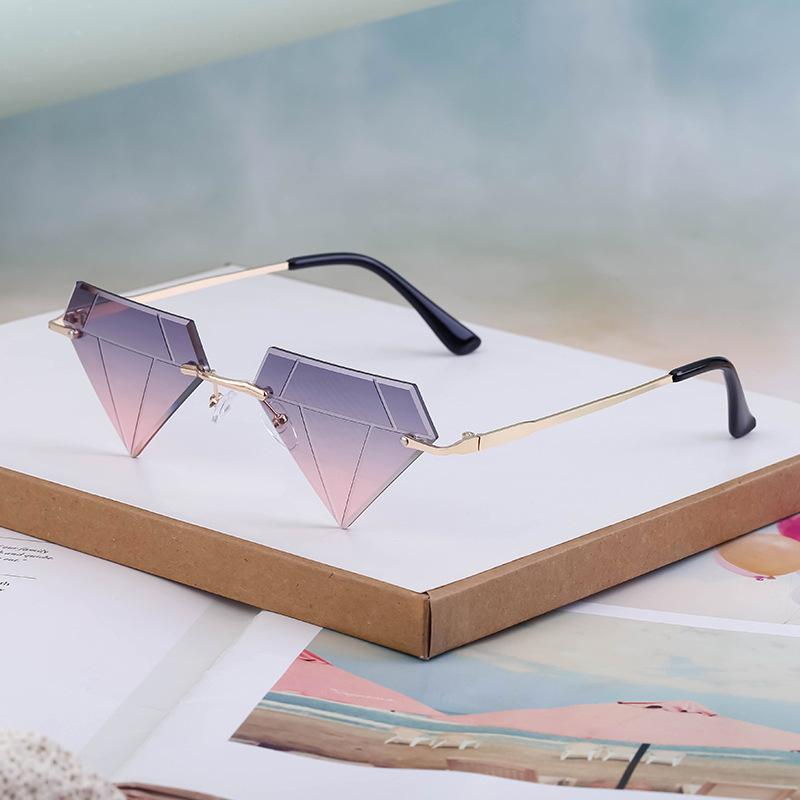 Personalized Diamond Rimless Sunglasses Women'S Trend Party Ball Decorative Sunglasses Glasses