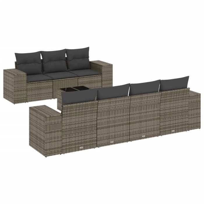VidaXL Garden Lounge Set with Cushions 8 Pcs, Patio Sofas, Patio Furniture Set, Outdoor Furniture, Grey 3222329