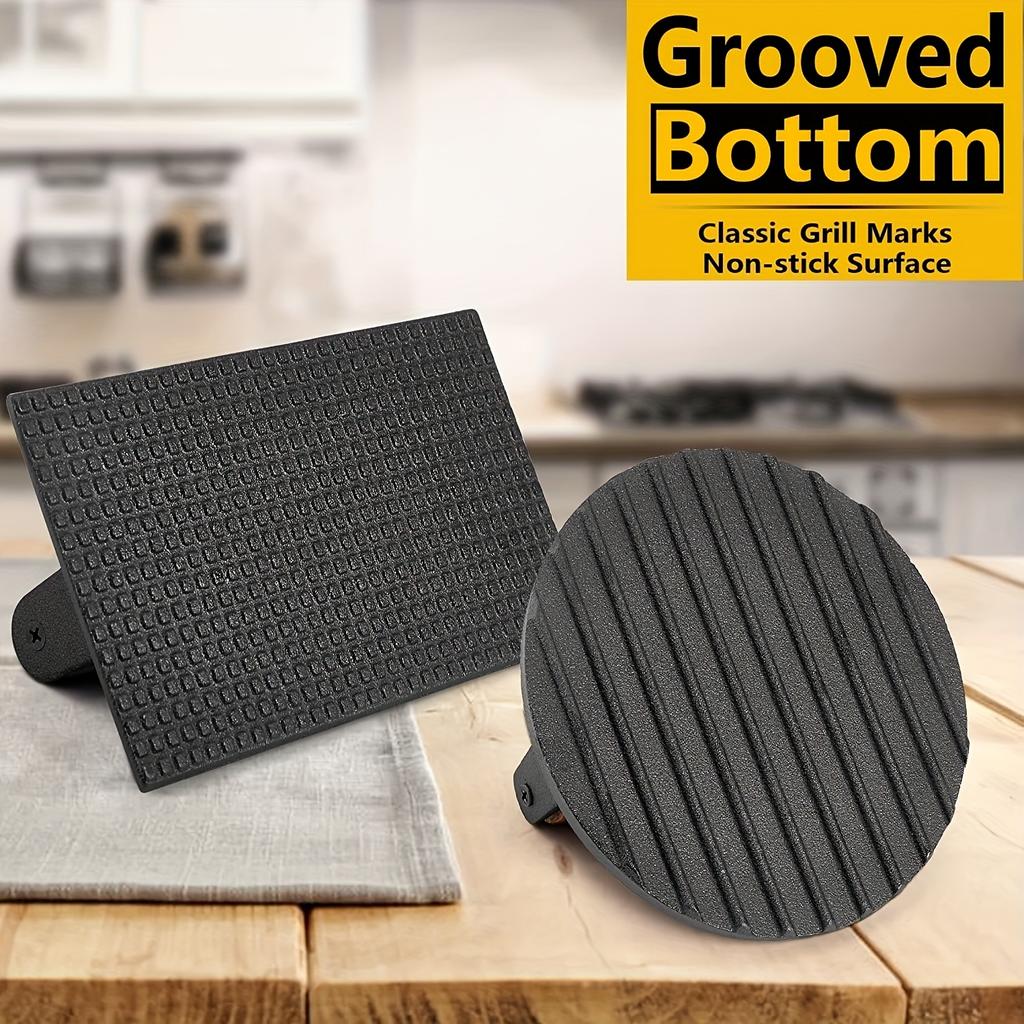 1 Piece of Iron Barbecue Burger Press, Round Cast Iron Barbecue Press