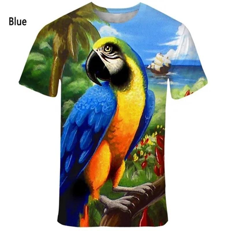 Mote 3D-trykket Insekt Fugl T-skjorte Kortermet Herre Sommer Casual T-skjorter Topper Personlighet Oversized Herre T-skjorte