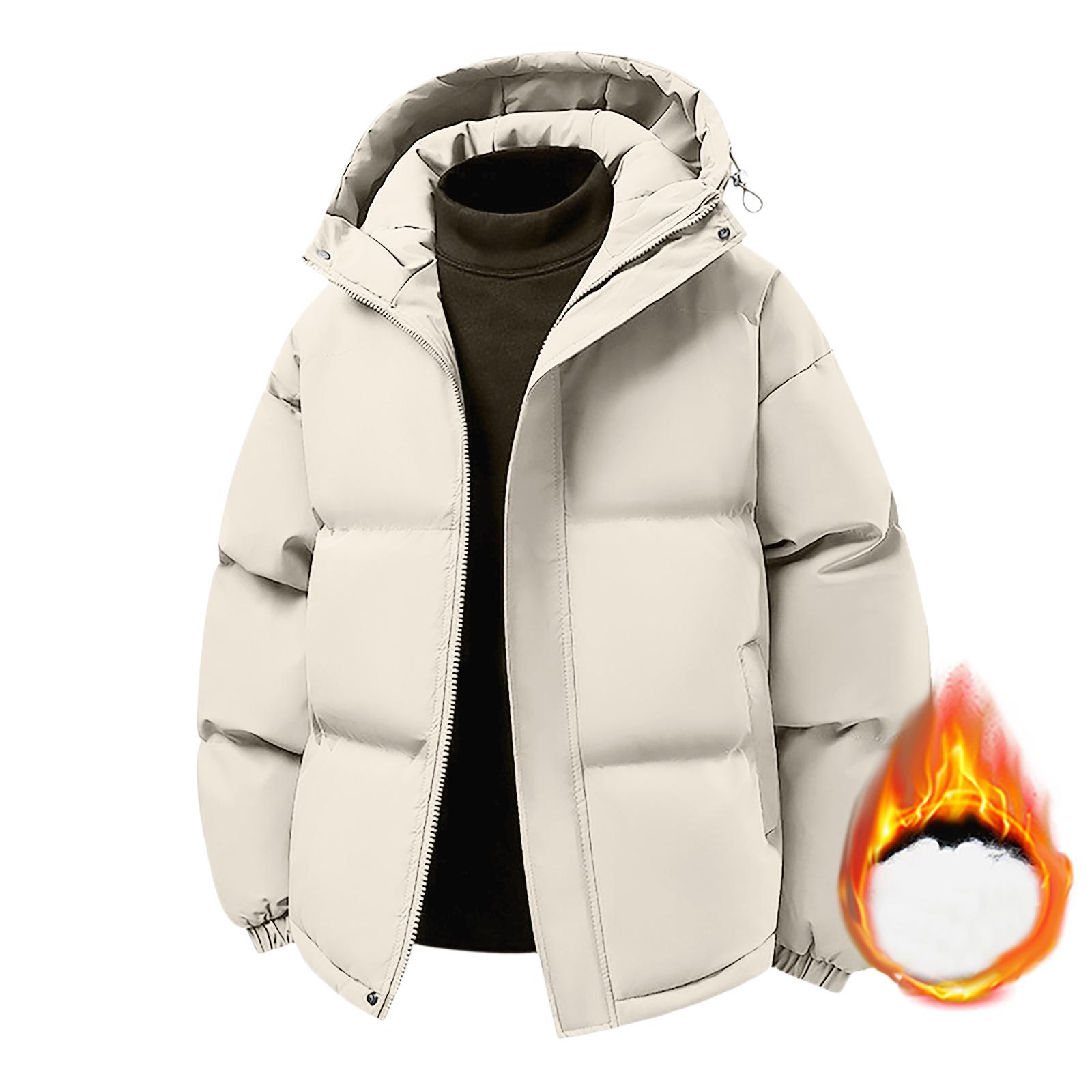 

Men s Oversized Casual Down Jacket With Long Sleeves And Hood XXXL бежевий